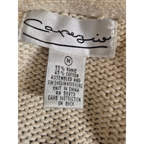 Capezio VTG 90s Y2K Boho Cardigan Cottage Core Cropped Sweater Blue Cream Sz M - Picture 5 of 5